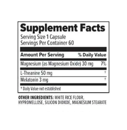 Supplement Facts label for 10X Health Sleep supplement, showing ingredients including Magnesium, L-Theanine, and Melatonin.