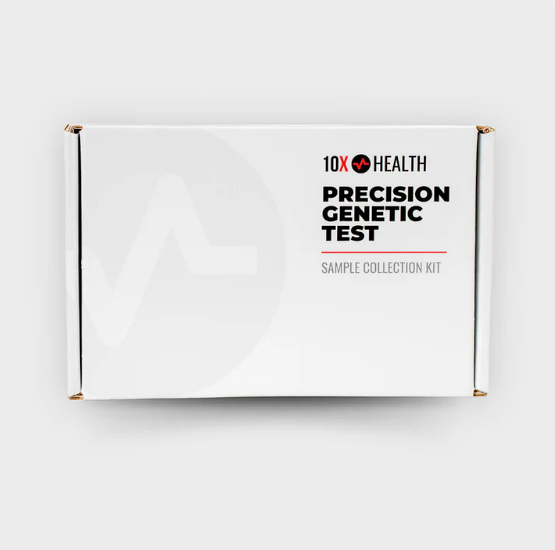 10X Health Precision Genetics test sample collection kit box.